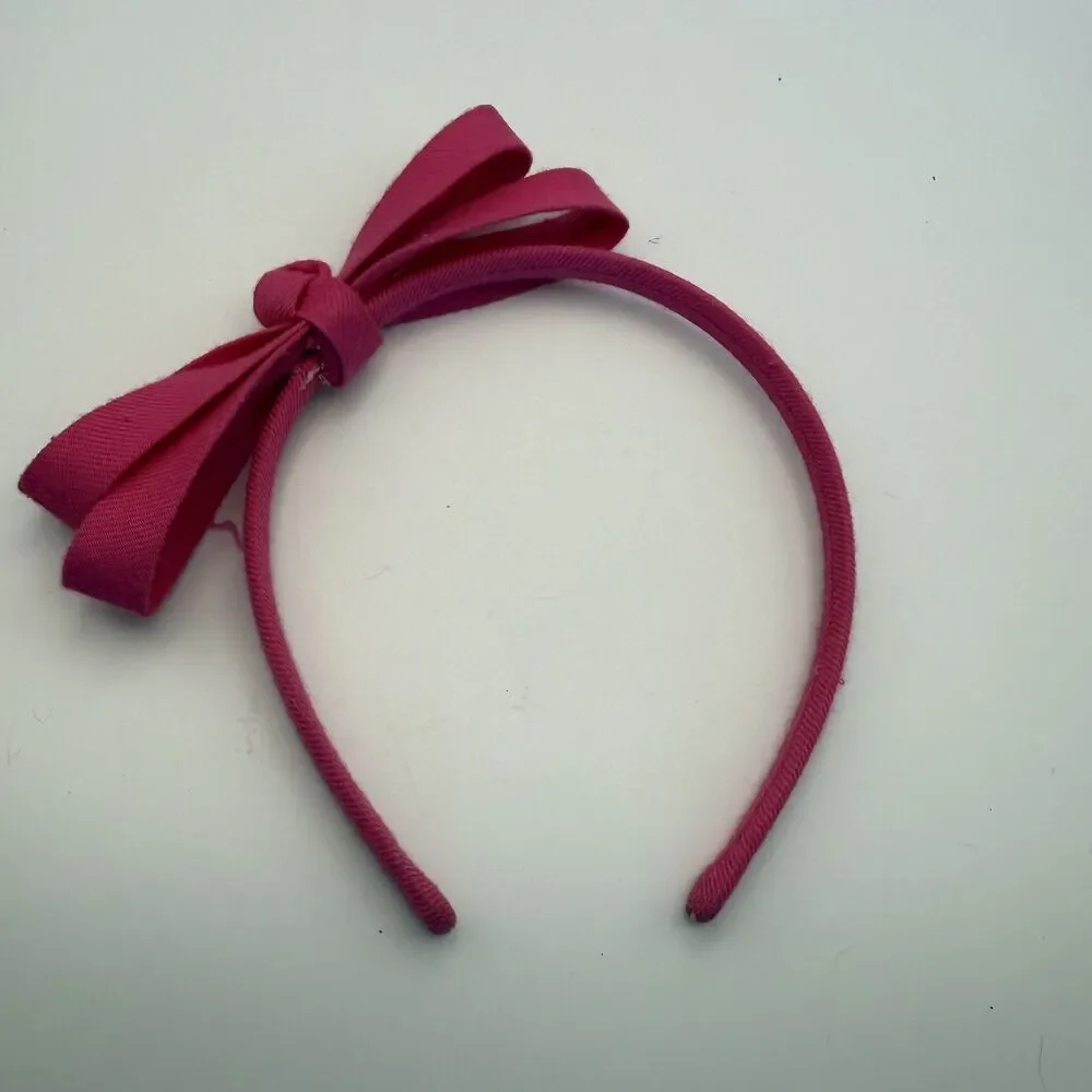 Girls Bow Headbands Lot of 7 White Pink Navy Orange Multicolor Gift